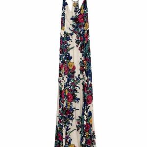 Anthropologie Maeve Floral Maxi Dress XS Boho Smocked V-Neck